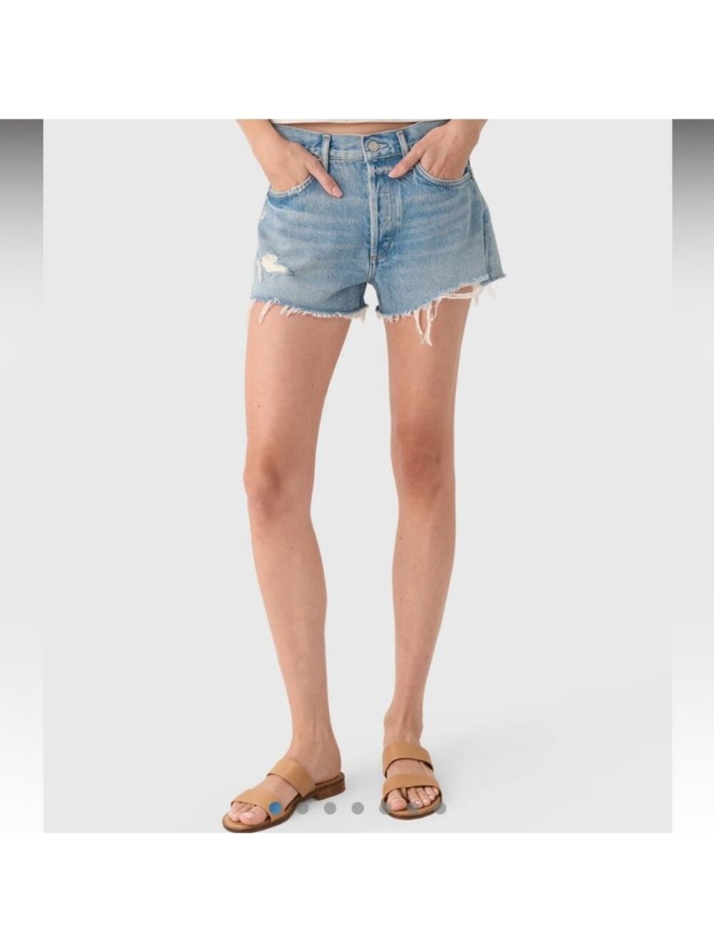 Zara High Waisted Cut Off Distressed Blue Denim Jeans Women’s Size 2